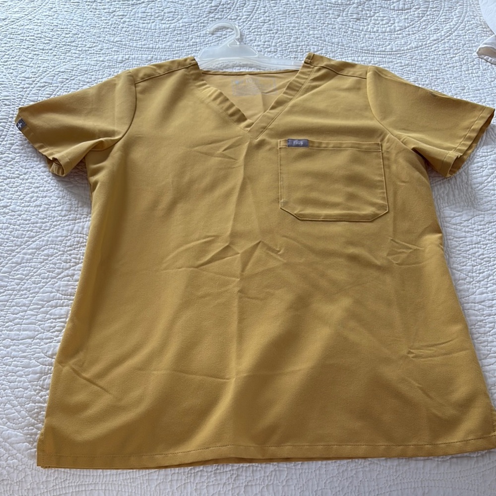Figs Women's Scrub Top in Mustard Yellow
